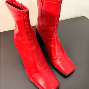 Gianni Bini Red Genuine Leather Heeled Boots